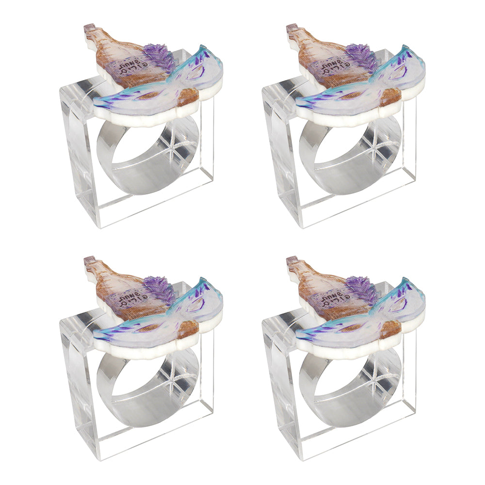 Lucite Yom Tov Napkin Ring Set