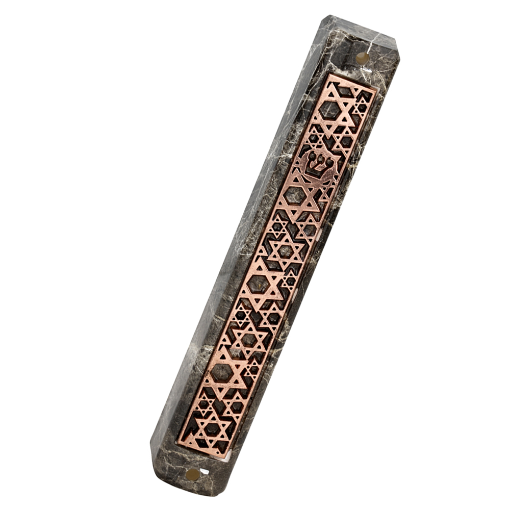 Marble Mezuzah Case with Star Pattern on Plate