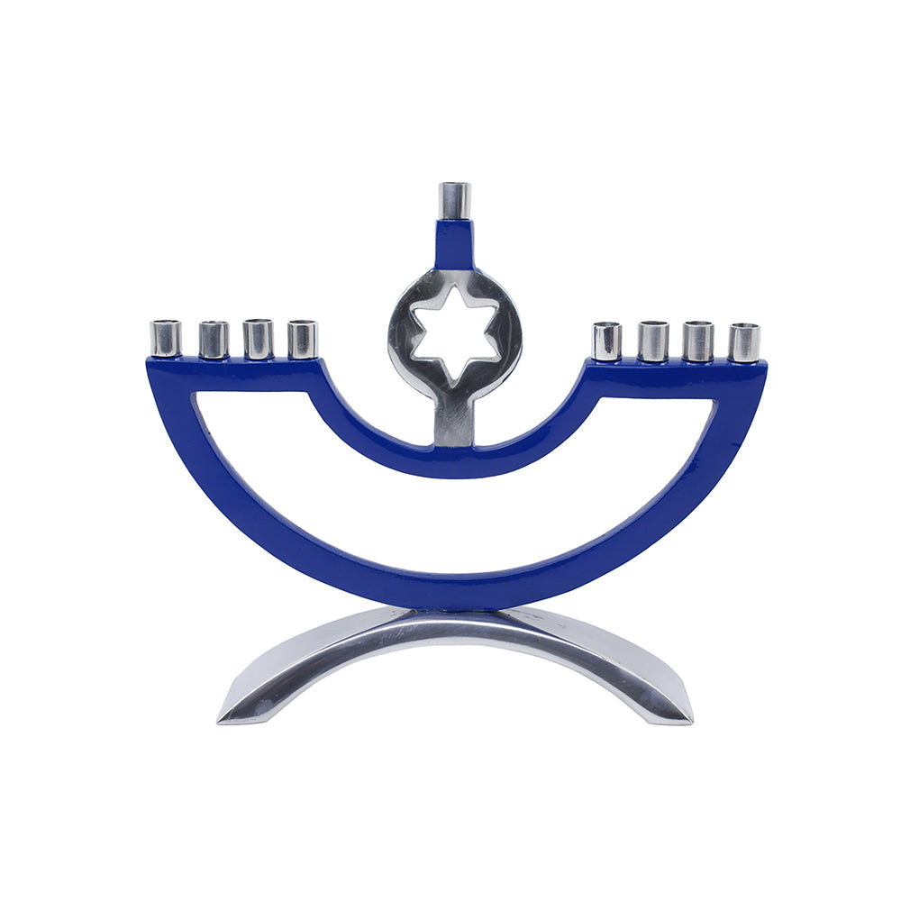 Metal & Enamel Candle Menorah with Star of David