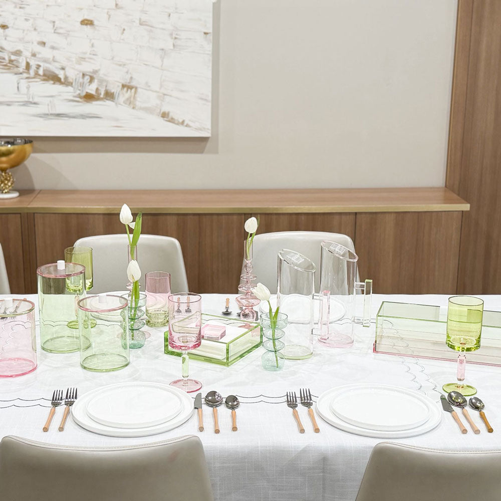 Lucite Green & Pink Rectangle Cake Dome