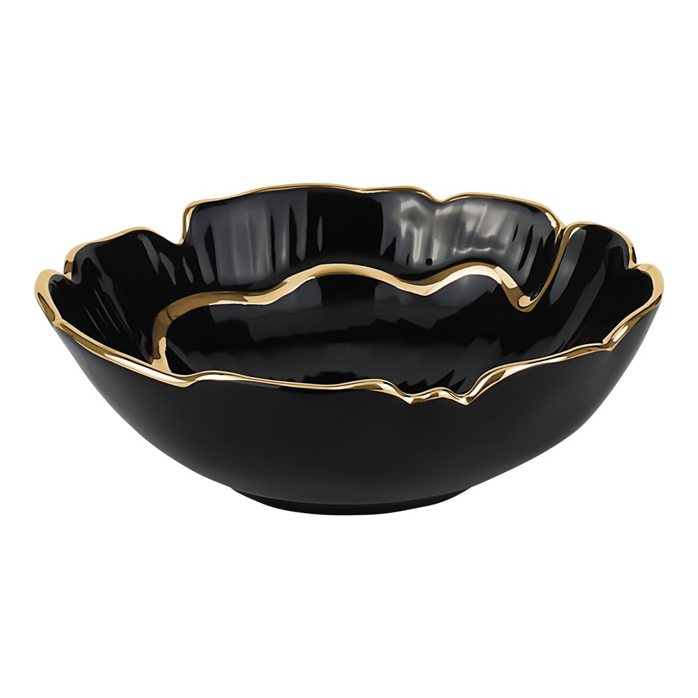 Porcelain Black & Gold Serving Bowl