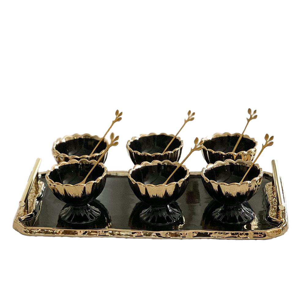 Porcelain Dessert Mugs with Tray