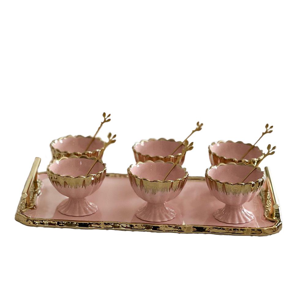 Porcelain Dessert Mugs with Tray