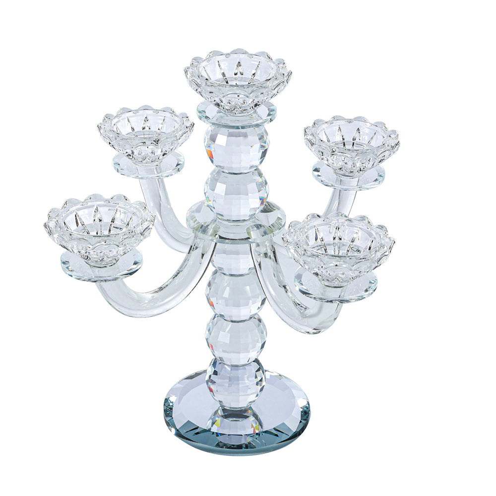 Round Crystal Candelabra 5 Arms