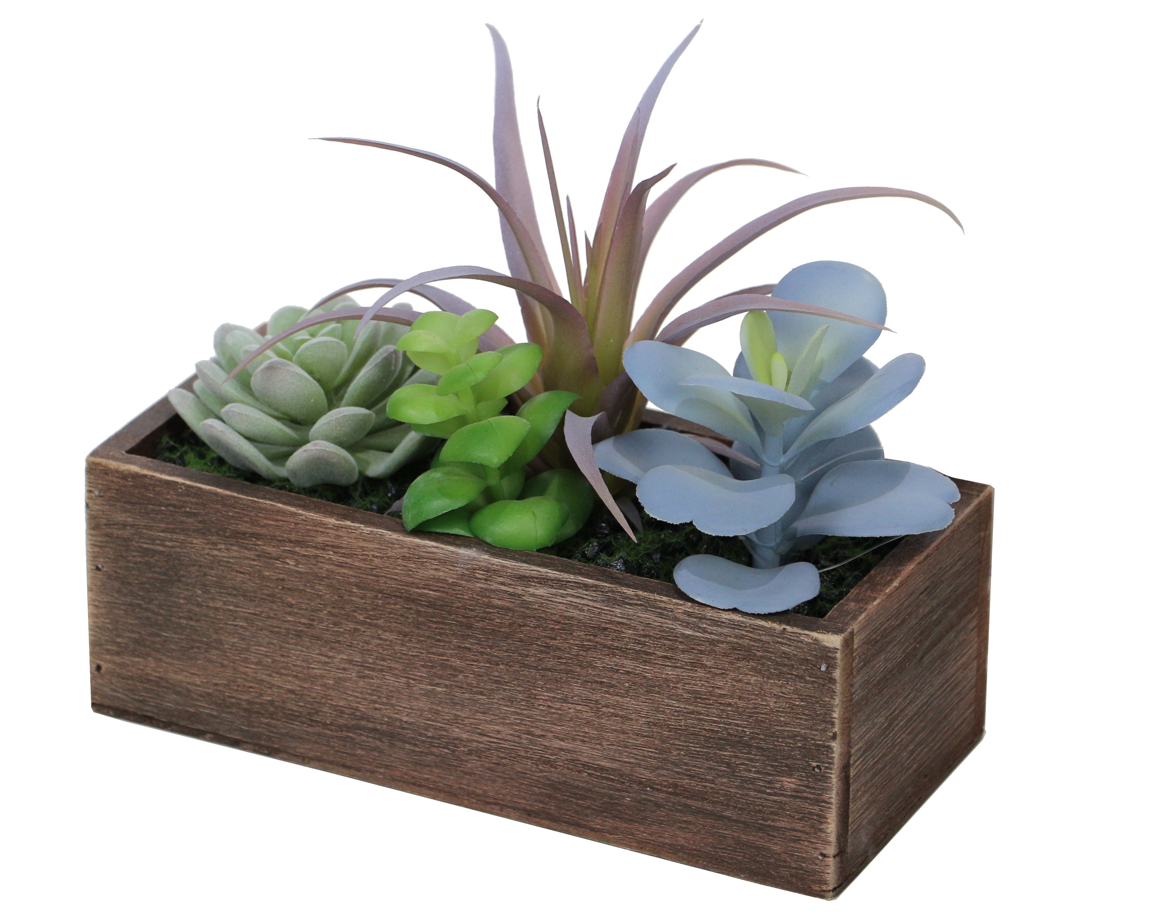 Revive Lifelike Plant in Rustic Wooden Pot
