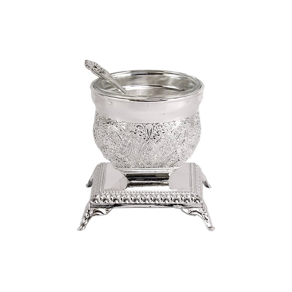 Silver Plated Salt Holder Filigree Design