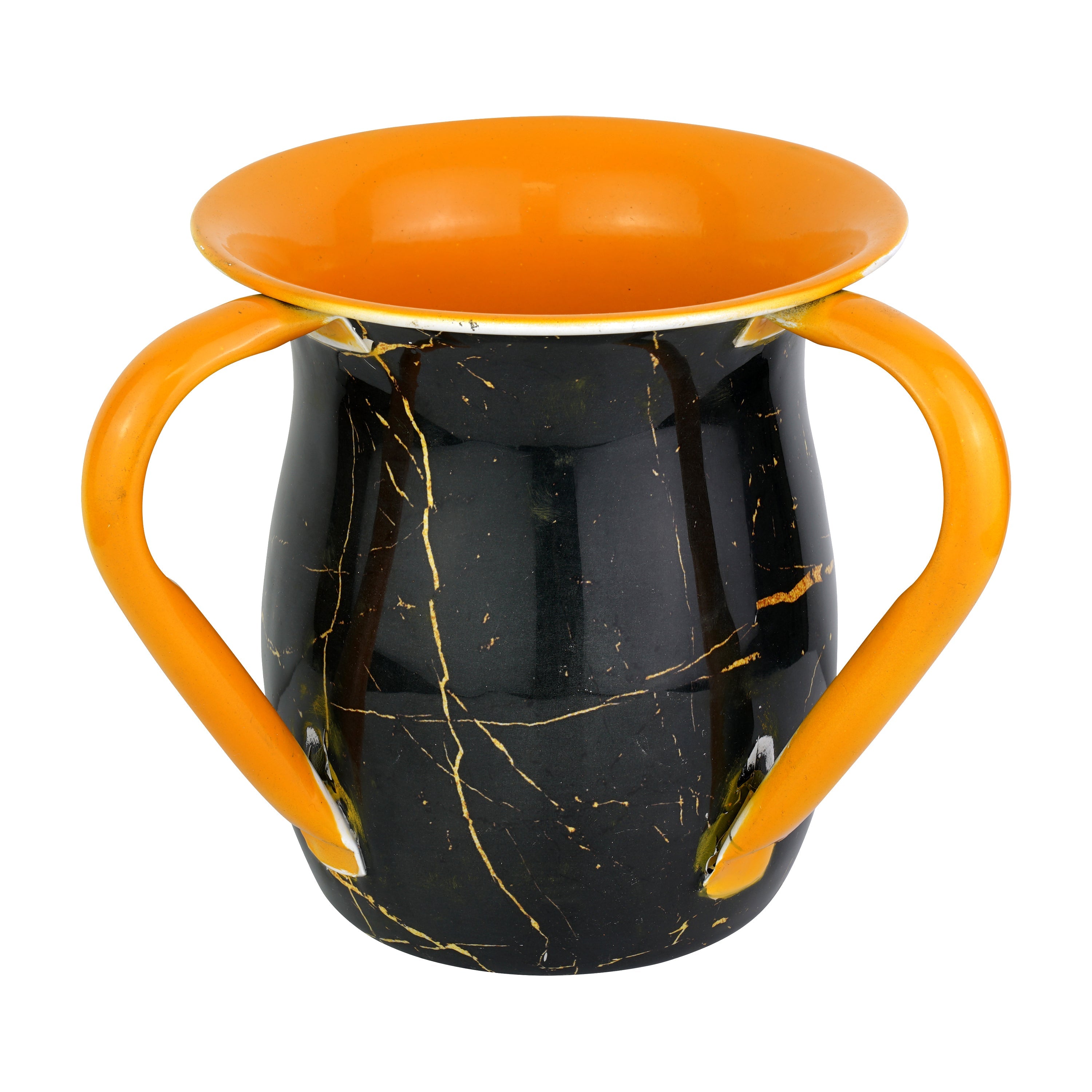 Stainless Steel Black Orange Marble Design Wash Cup