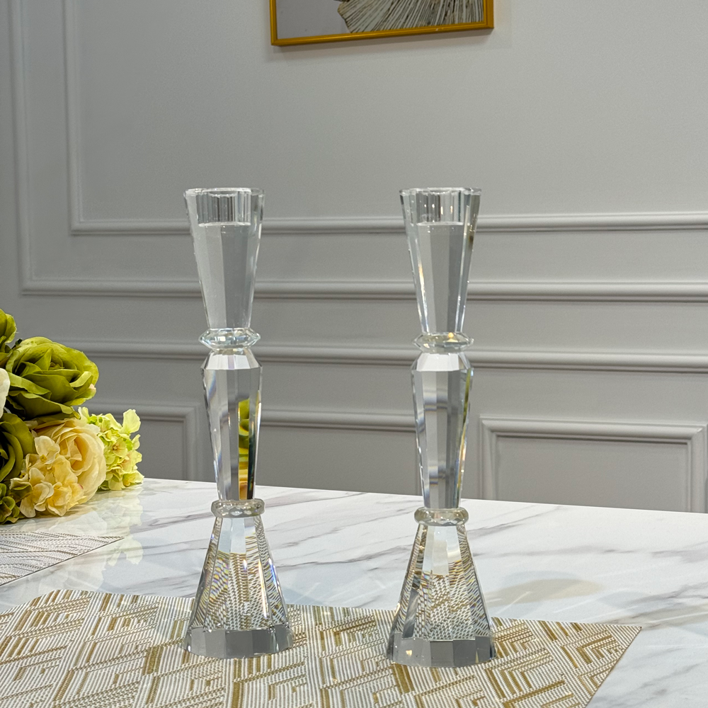 Tall  Elegant Crystal Candlesticks