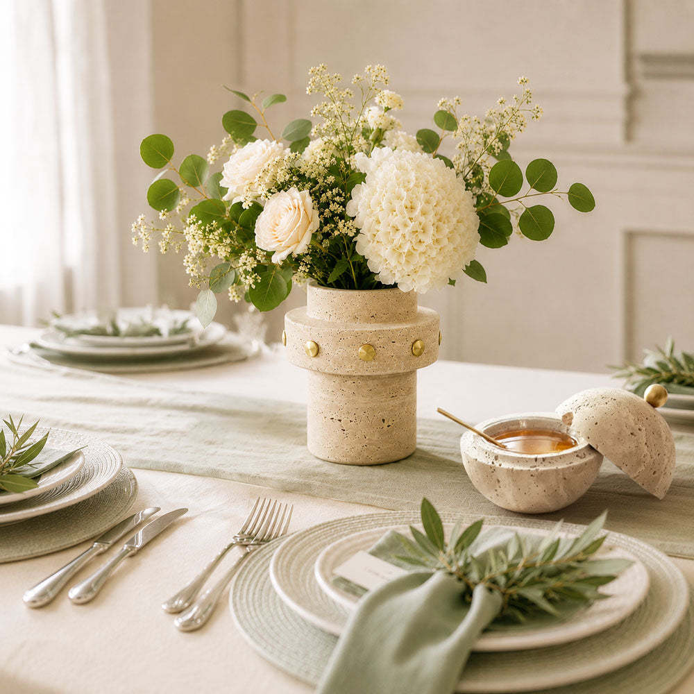 Travertine Honey Dish