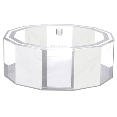 White Marble and Clear Lucite Hexagonal Passover Matzah Box Hexagon