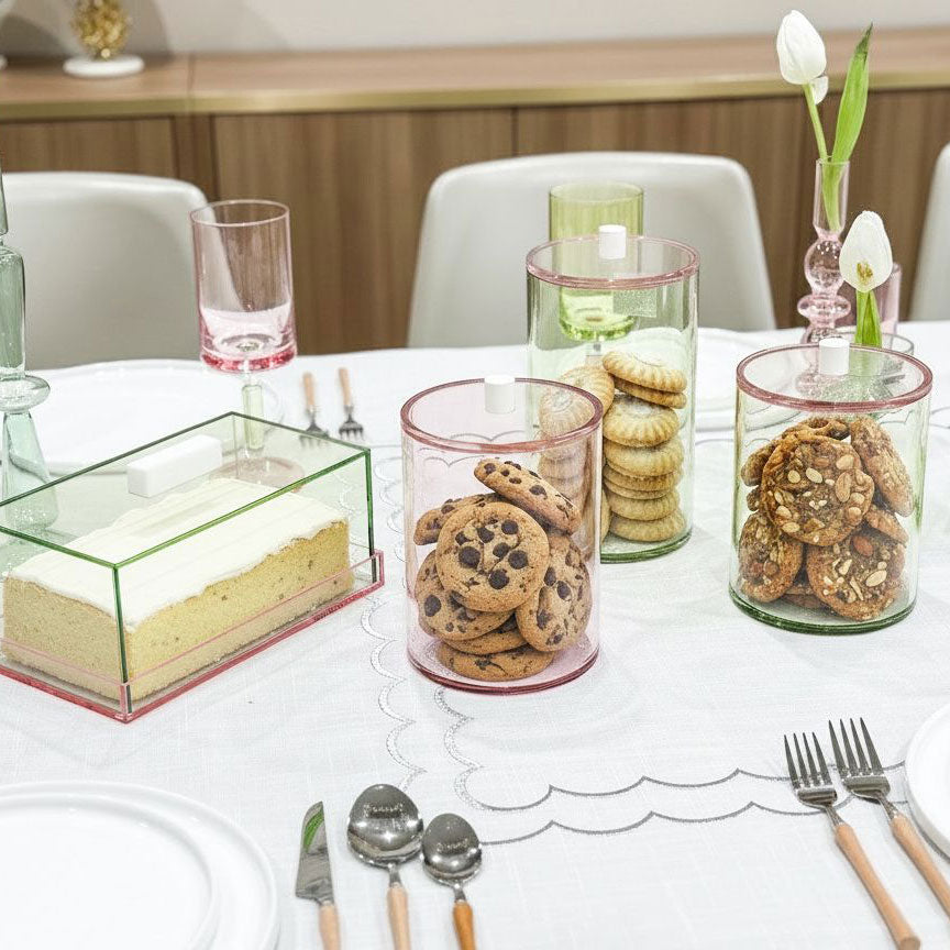 Lucite Green & Pink Rectangle Cake Dome