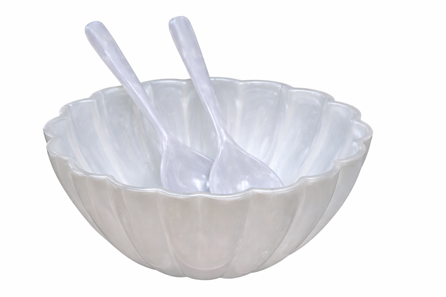 Resin White Pearl Fluted Salad Bowls