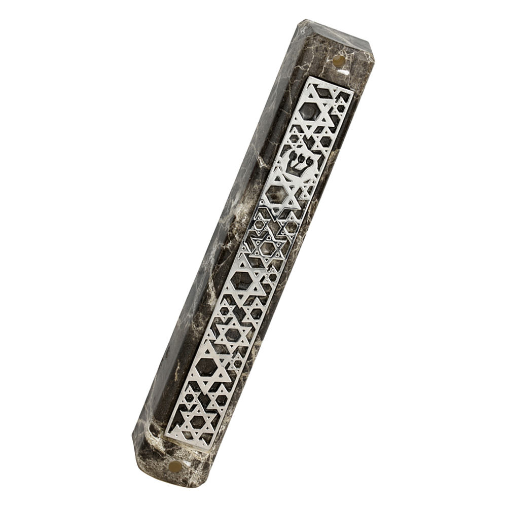 Marble Mezuzah Case with Star Pattern on Plate