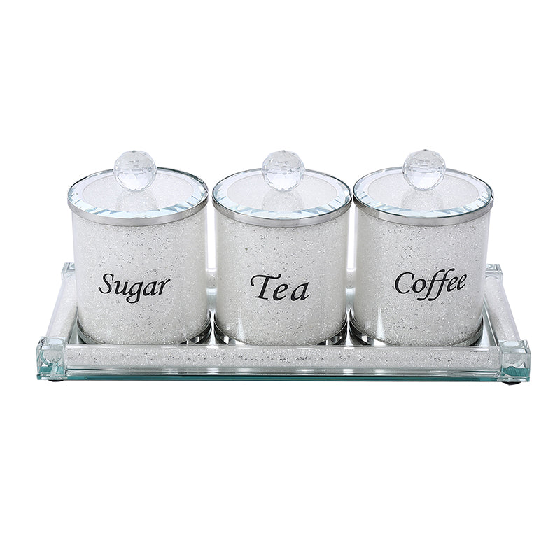 Crystal Coffee and Tea Set with Crushed Gemstones