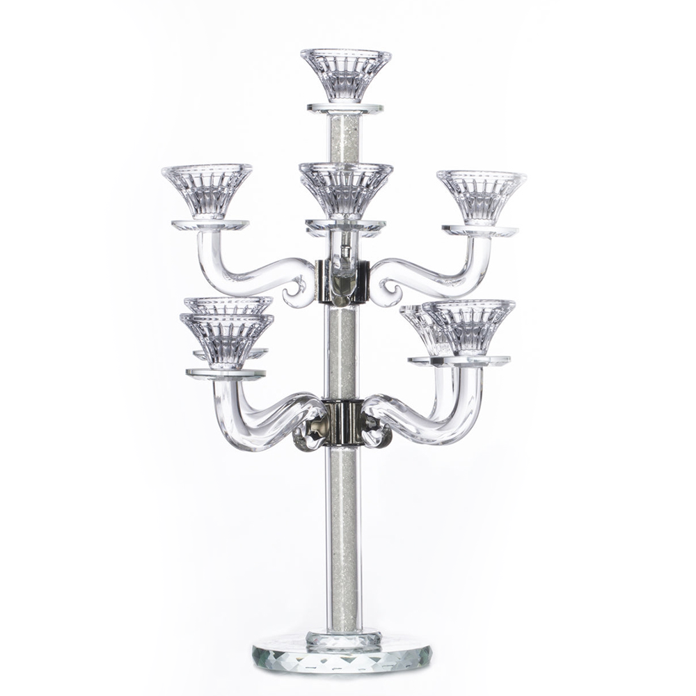 Crystal Candelabra 9 Tiered Arms with Crushed Inner Gemstones