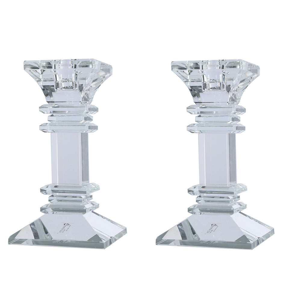 Set of Two Crystal Taper Candlesticks