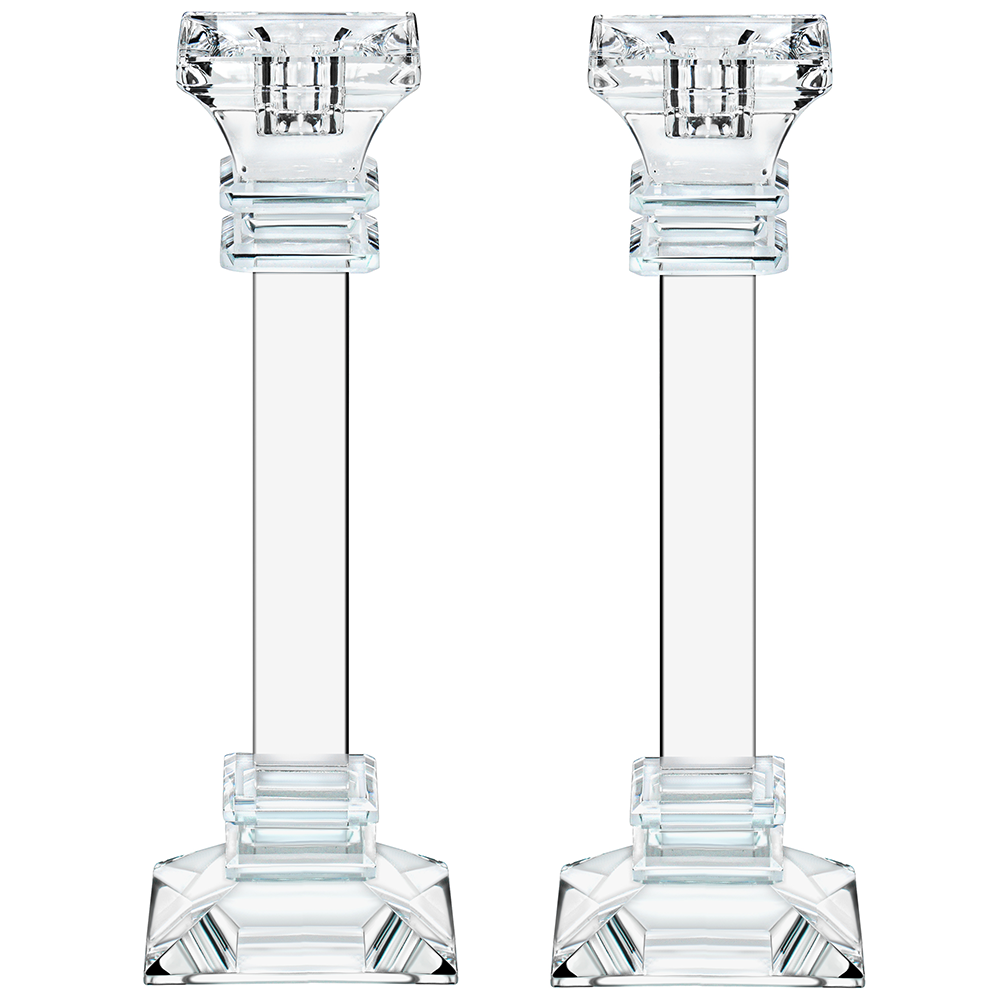 Set of Two Crystal Taper Candlesticks