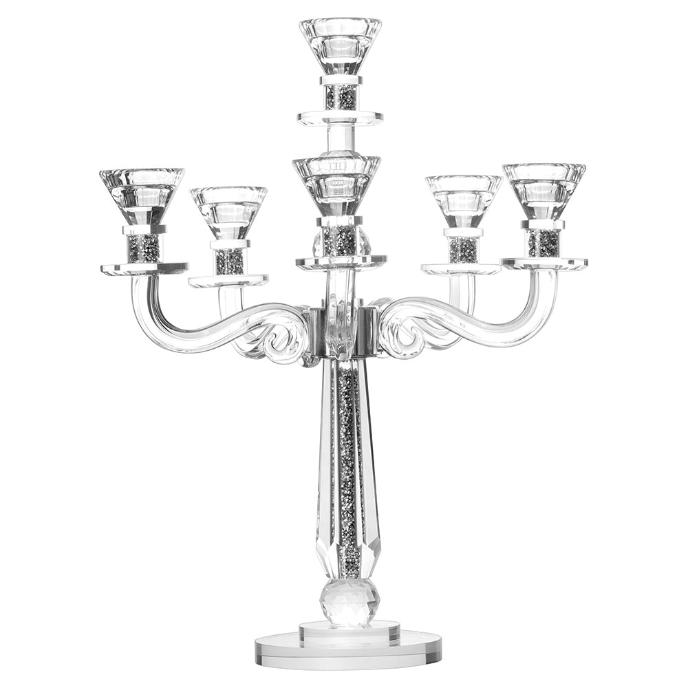 Crystal Candelabra with 6 Arms and Inner Gemstones