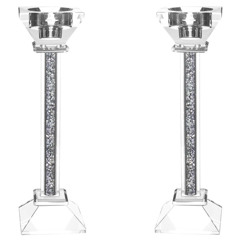 Crystal Candlesticks with Crushed Gemstones