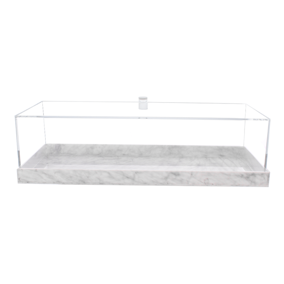 Lucite Decorative Rectangular Container with White Marble Tray