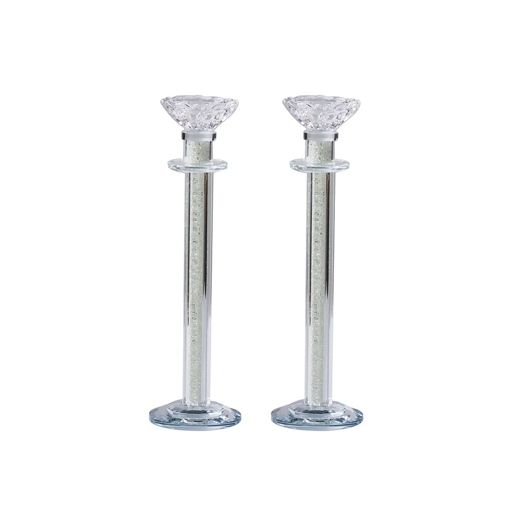Crystal Candlesticks with Crushed Stones