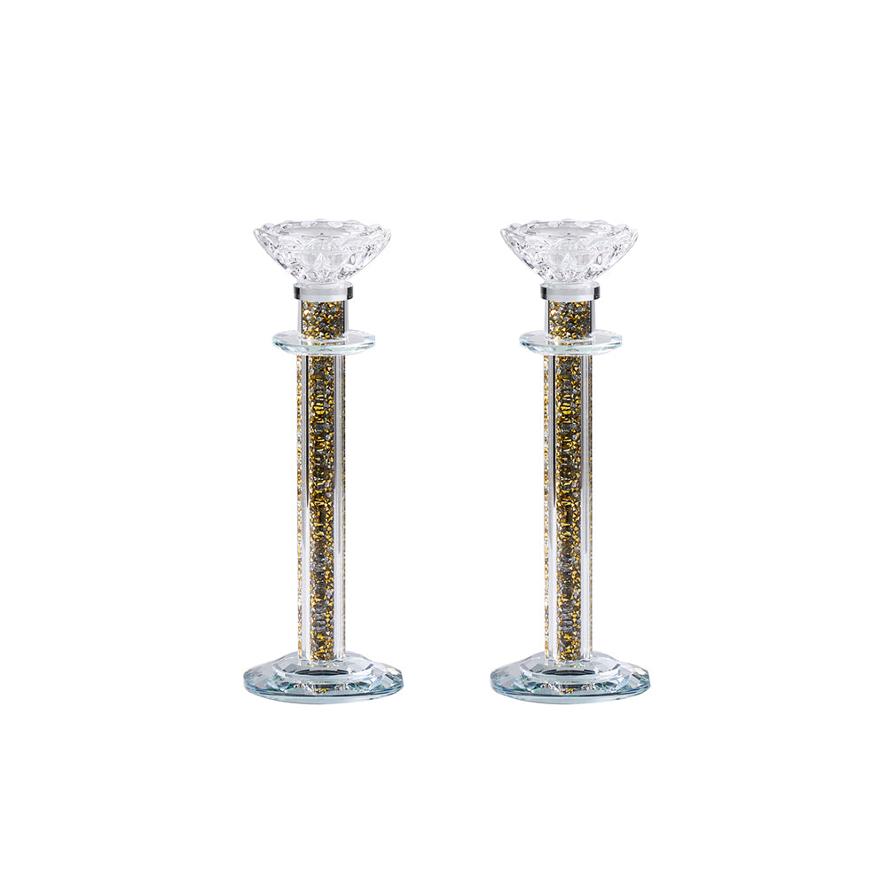 Crystal Candlesticks with Crushed Gemstones