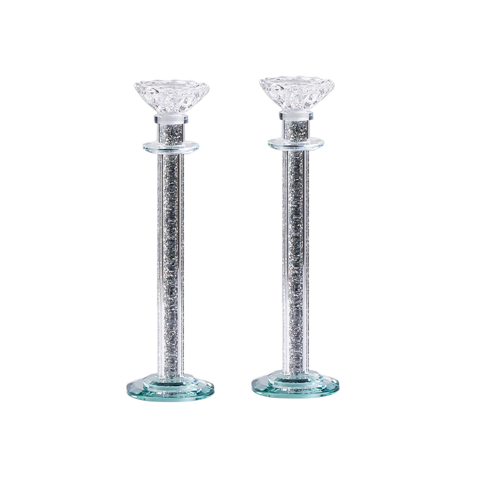Crystal Candlesticks with Crushed Stones