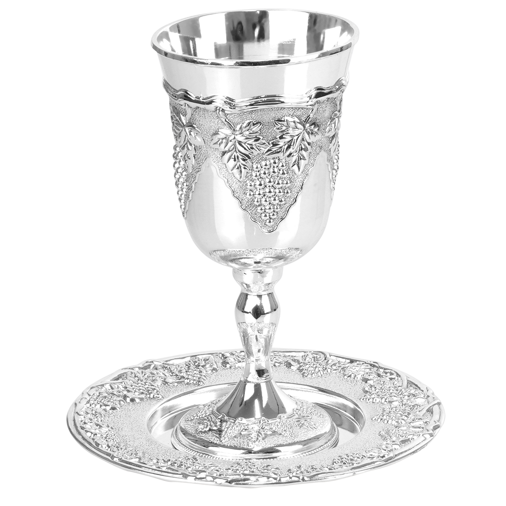 Exquisite Kiddush Cup with Coordinating Tray