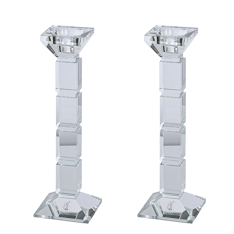 Crystal Candlesticks Square Design Set of Two
