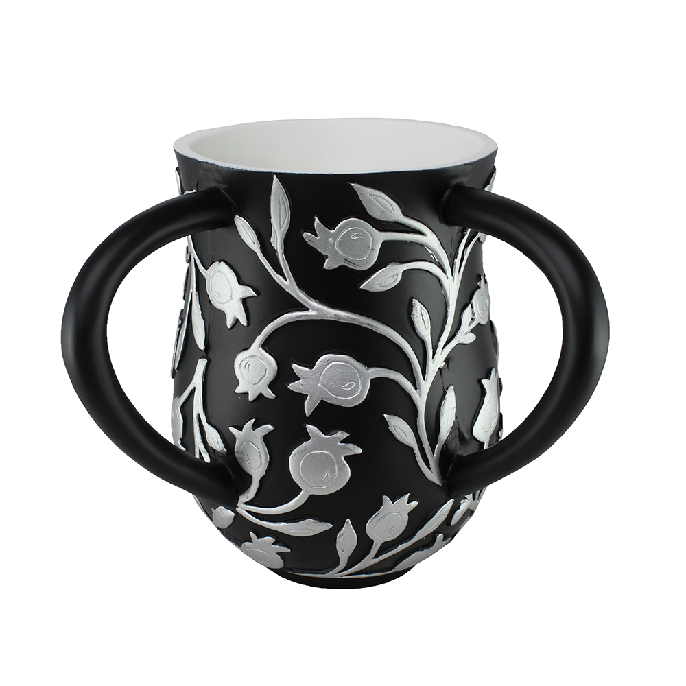 Black Silver Pomegranate Design Wash Cup