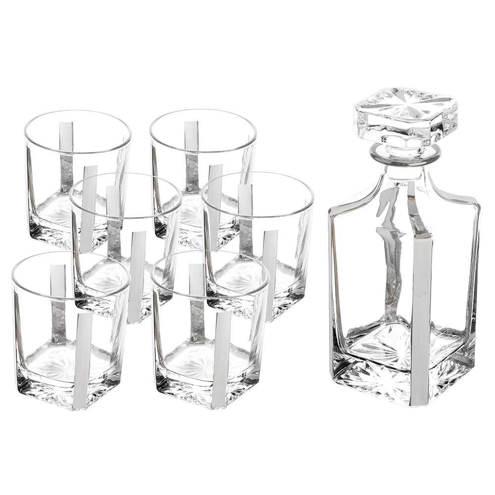 Pristine Crystal Decanter with 6 Cups Set