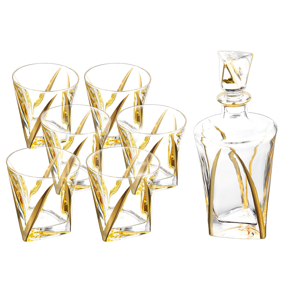 Simplistic Crystal Decanter with 6 Cups Set