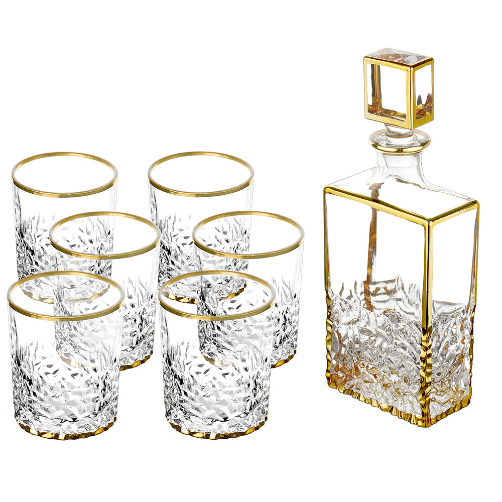 Detailed Designed Crystal Decanter with 6 Cups Set