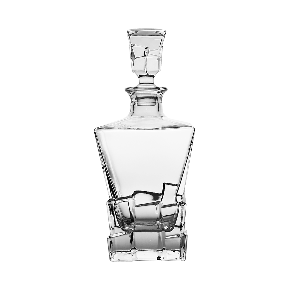 Cube Designed Crystal Decanter with Six Cups Set