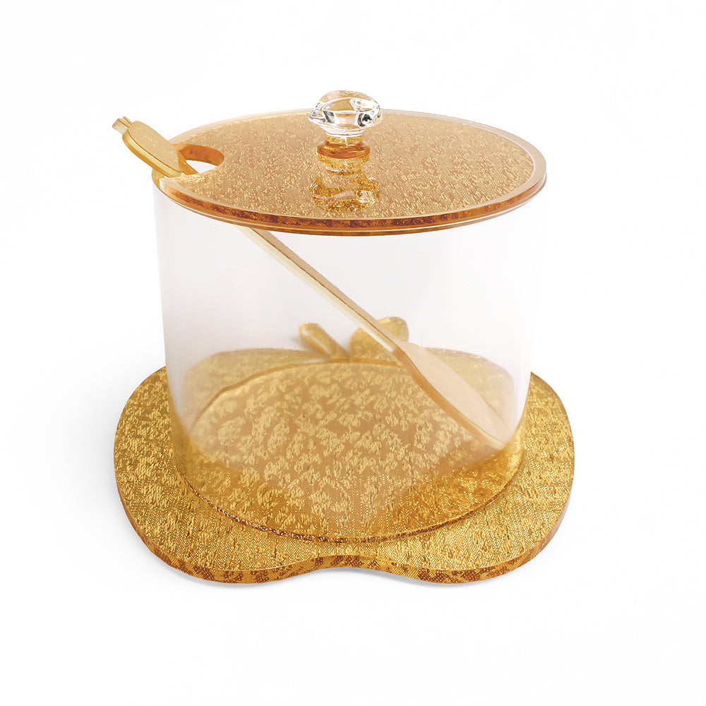 Clear and Glittery Combination Lucite Honey Dish with Spoon