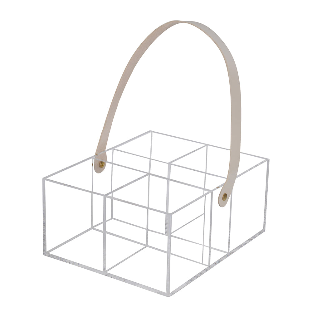 Lucite Utensils Caddy with Leatherette Handle