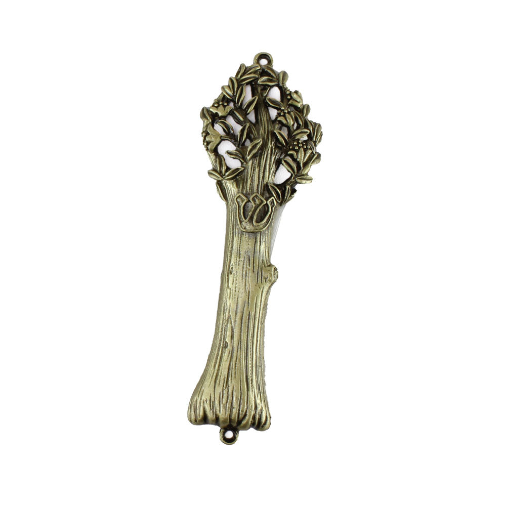 Metal Mezuzah Case Tree of Life Antique Brass