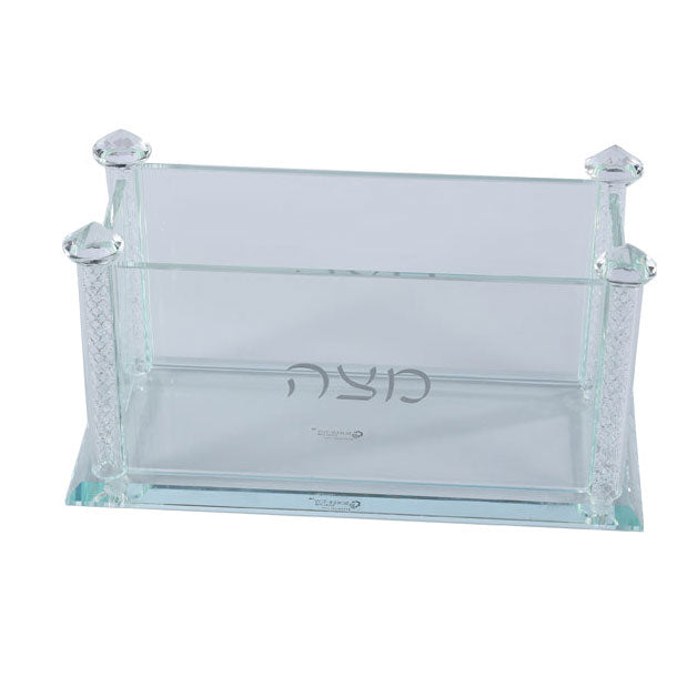 Crystal Square Matzah Box with Net Diamond Design