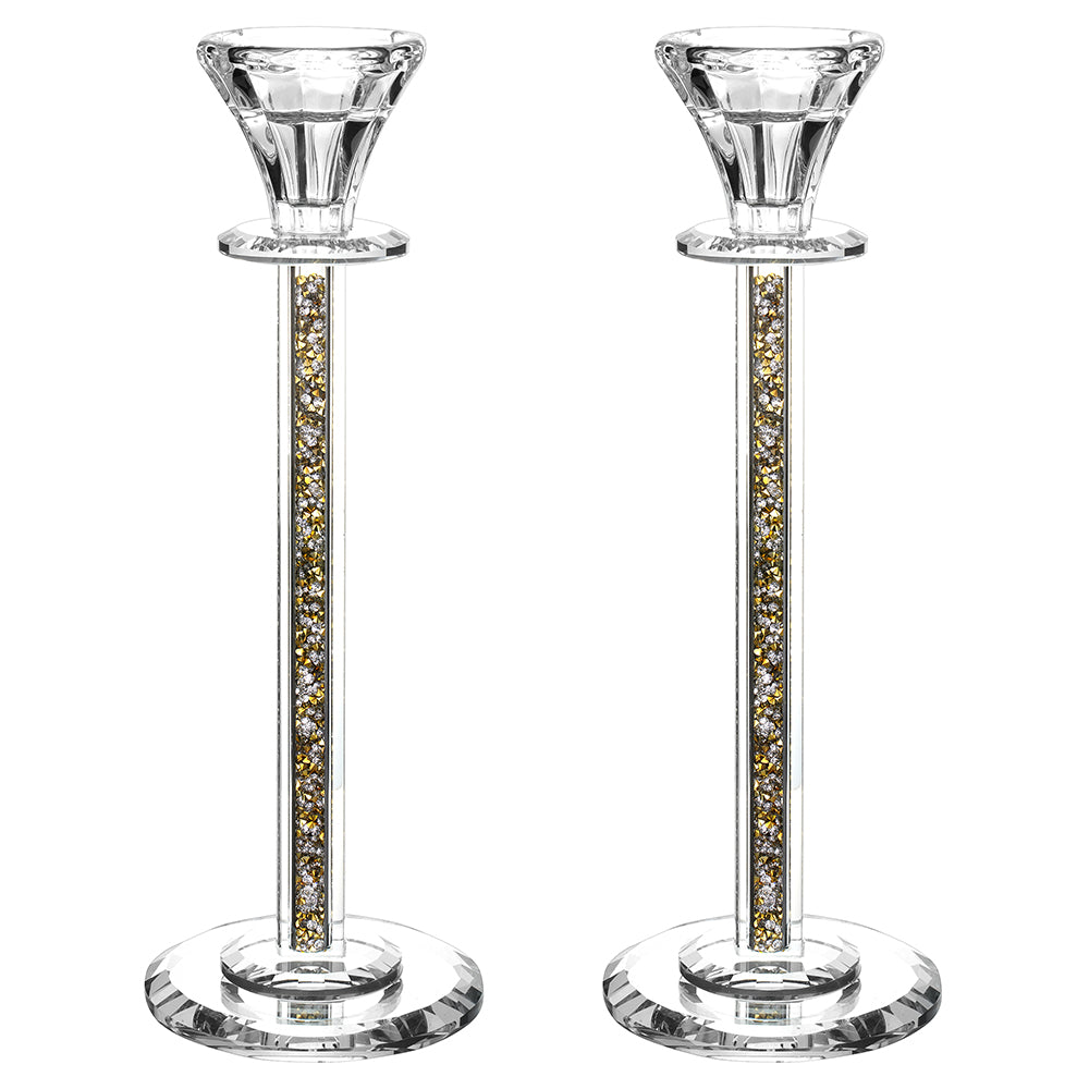 Crystal Candlesticks with Mirrored Base
