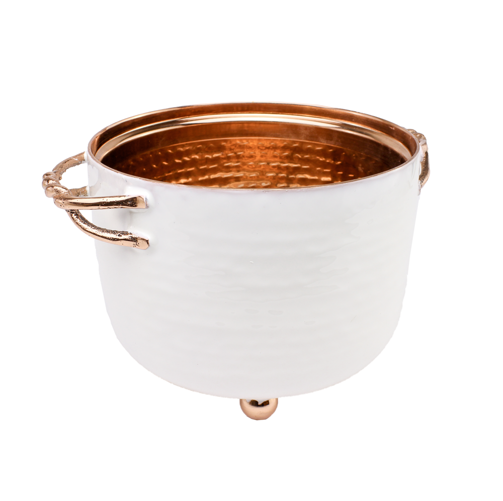 Dip Bowl Copper with Enamel Ivory Large