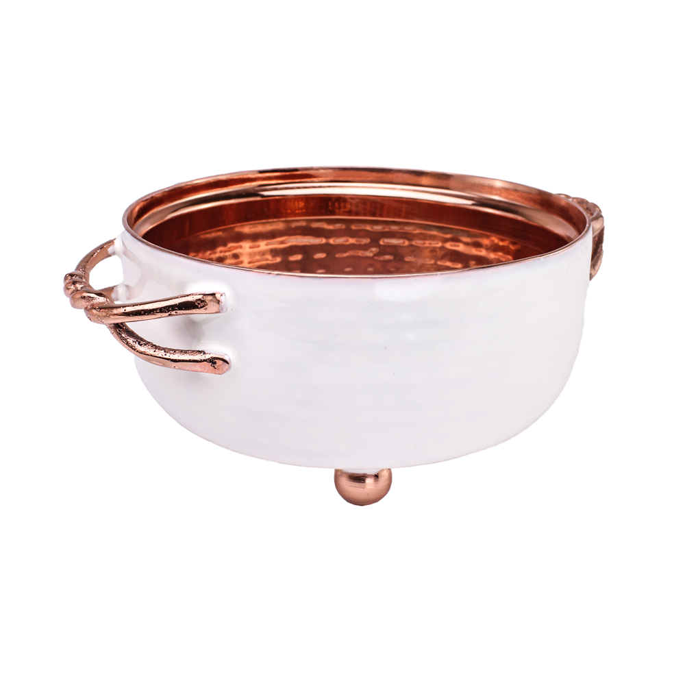 Dip Bowl Copper with Enamel Ivory Small