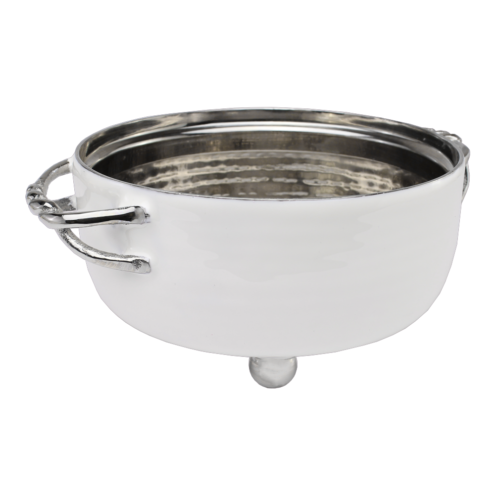 Dip Bowl Silver with Enamel Ivory Small