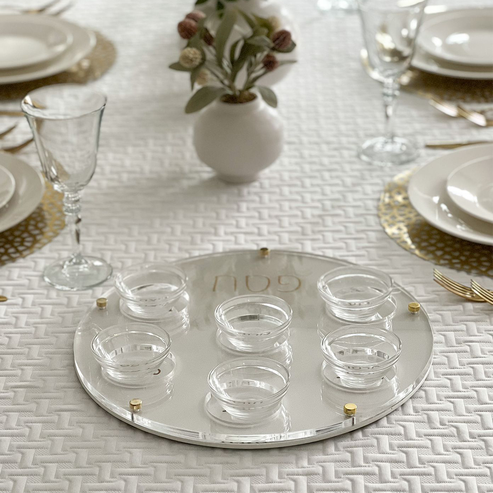 Lucite Seder Plate with Leatherette Backing