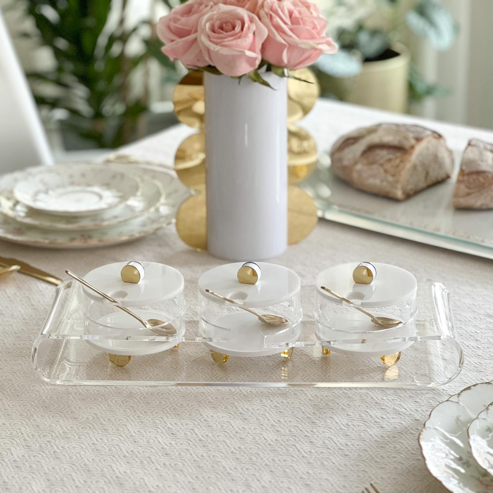 Lucite Dips Tray with Lids
