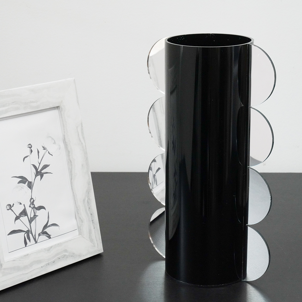 Lucite Mirror Accented Vase
