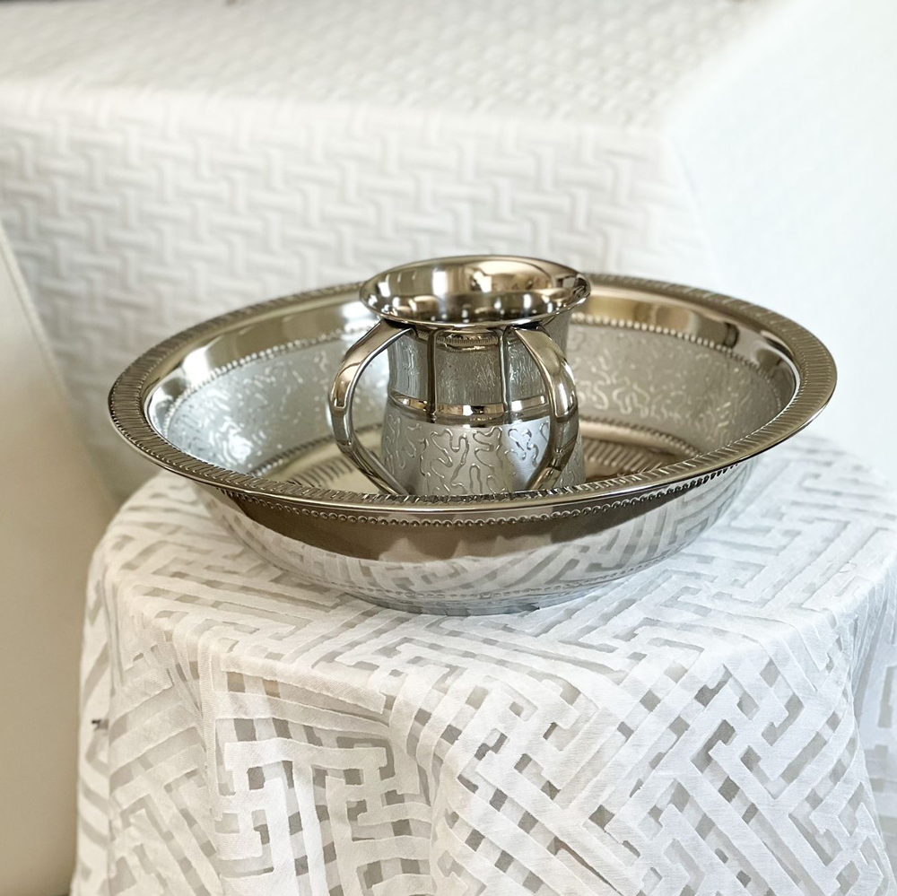 Intricate Design Wash Bowl & Cup Set