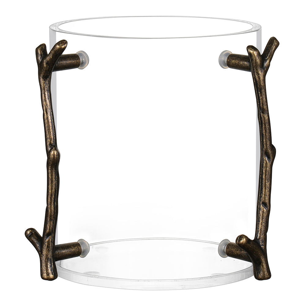 Lucite Wash Cup With Brass Branch Handle