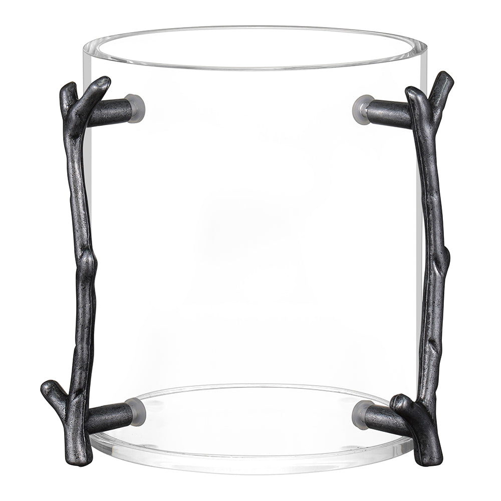 Lucite Wash Cup With Branch Handle Gun Metal