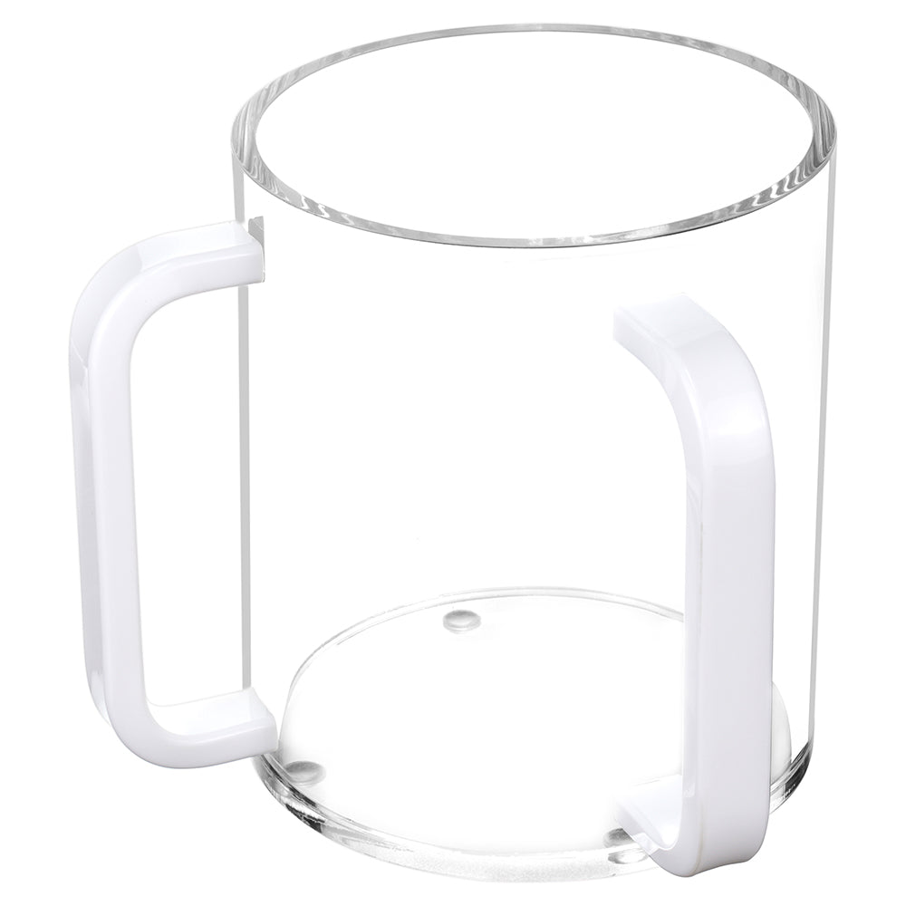 Lucite Clear Wash Cup with White Handles