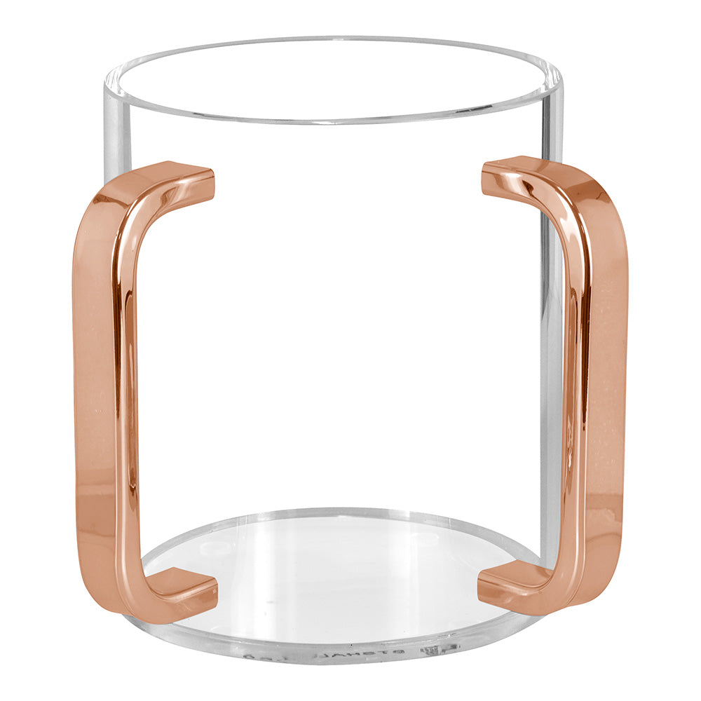 Lucite Wash Cup with Mirrored Rose Gold Handles